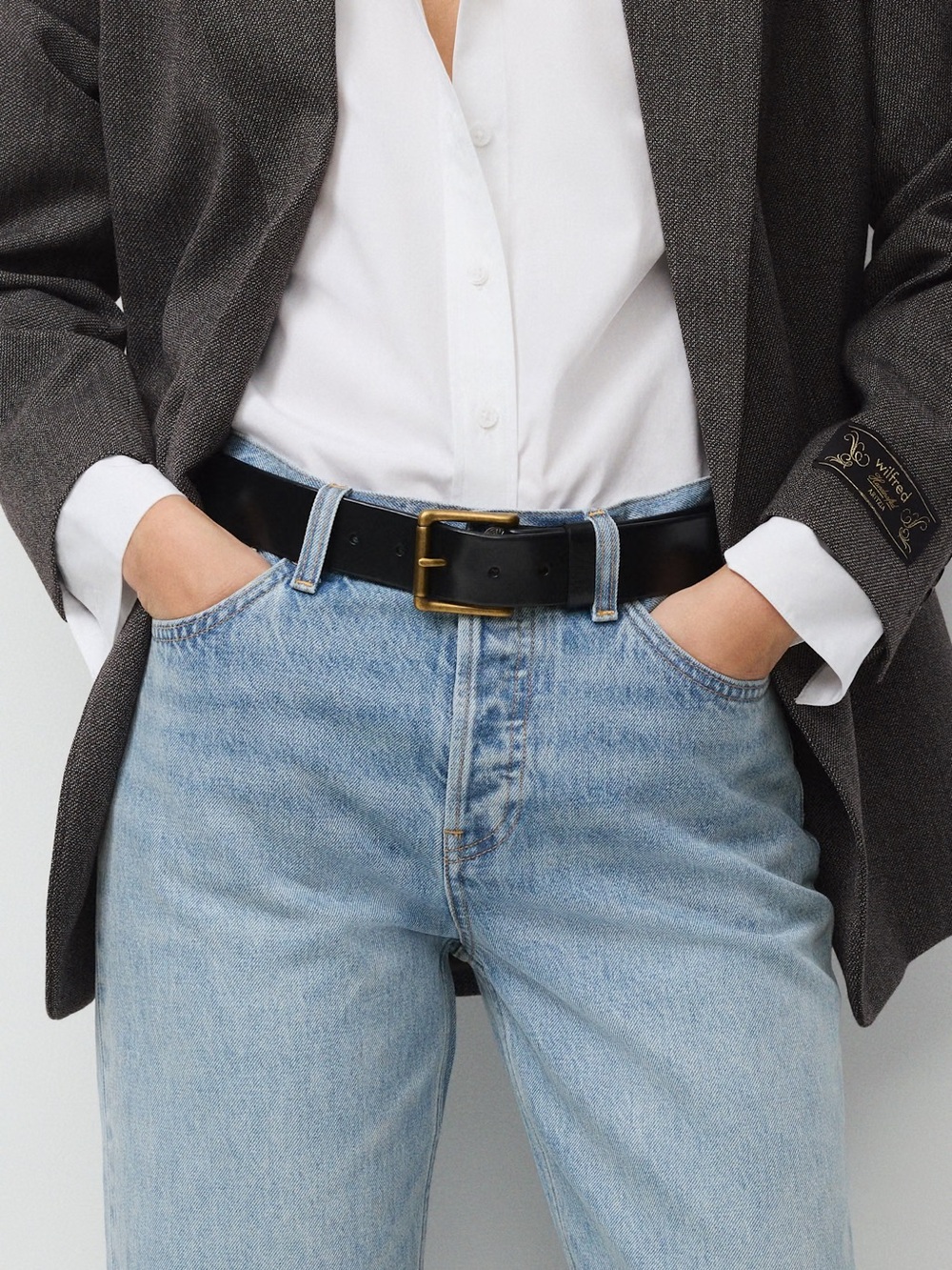Aritzia Eternity Solid Brass Leather Belt Black
